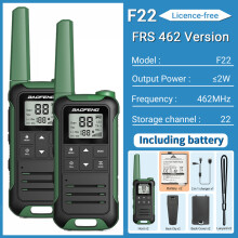 (FRS Add BAT-GR) 2 Stück F22 Walkie-Talkies PMR FRS mit großer Reichweite, Mini-Ladegerät mit Typ-C-Anschluss,