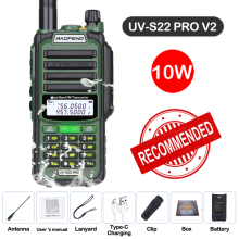 (USB-Stecker V2 Grün 1) UV S22 PRO V2 IP68 Walkie-Talkie wasserdicht Dualband 136-174/400-520 MHz Amateurfunkgerät