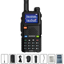 (Schwarz) UV-5RH Funkgerät für Flugfunk, Funkwiedergabe, Frequenzkopie, Mehrband, Dreifach-Stromversorgung,