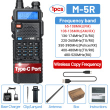 (Schwarz) M-5R Walkie-Talkie AM/FM Sechsband 3800mAh Drahtloses Kopierfrequenz-USB-Typ-C-Langstreckenkommutator