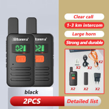 (schwarz)BTDX 2 Stück Mini-Walkie-Talkies PMR 446 Tragbare Zwei-Wege-Funkgeräte ht PTT Walkie-Talkies