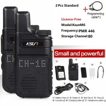 (M6 PMR446 2 Stück Kabel) KSUT PMR446 Walkie-Talkie, 2 Stück, Mini-Größe, tragbares Handfunkgerät, kabellos