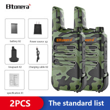 (Grün-Tarnmuster) Mini-Walkie-Talkies, 2 Stück, PMR 446 FRS, tragbare Zweiweg-Funkgeräte