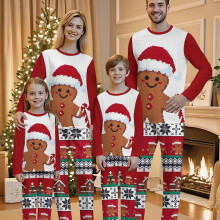 (Child, M) Weihnachts-Familien-Pyjama-Set – passende Weihnachtsmütze und Lebkuchen für Kinder, weicher, langärmliger Pyjama mit