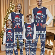 (Adult, 13-14Y) Weihnachts-Familien-Pyjama-Set – gemütliche langärmlige Nachtwäsche mit Rundhalsausschnitt, „Christmas Crew“-Aufdruck und