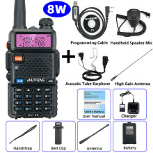 (8W Komplettset) UV-5R Walkie-Talkie-Zweiwegfunkgerät mit Kommutator für VHF/UHF 136–174 MHz und 400–520