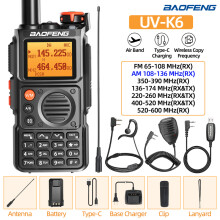 (H-771-Kabel-Mikrofon hinzufügen) UV-K6 Air Band Walkie-Talkie, drahtloses Kopierfrequenz-Multibandgerät,