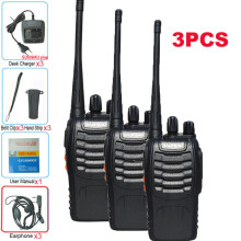 (USB-Anschluss – 3 Stück inklusive Kopfhörer) 3 Stück Walkie-Talkies, professionelle Funkgeräte BF-888S,