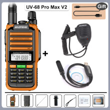 (Orangefarbenes Mikrofonkabel) UV-68 Pro Max V2 Walkie-Talkie 10W IP68 wasserdicht 8800mAh 50KM Reichweite