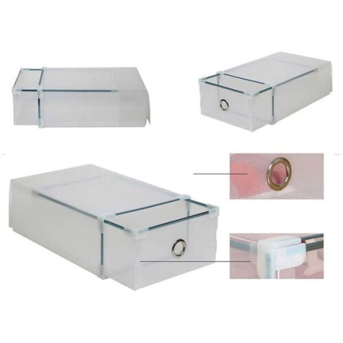 Stackable Shoe Storage Box, 28 x 18 x 9.5 cm Clear Plastic Container for Closet Home Organisation 1