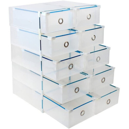 Stackable Shoe Storage Box, 28 x 18 x 9.5 cm Clear Plastic Container for Closet Home Organisation 2