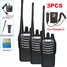 (USB-Stecker – 3 Stück, inkl. Kfz-Ladegerät) 3 Stück Walkie-Talkies, professionelle Funkgeräte BF-888S,