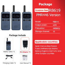 (PMR RB619) Walkie-Talkie Mini Retevis USB Typ C Telefon RB619 PMR 446 Funkgeräte Walkie-Talkies 3er-Pack