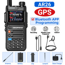 (Headset hinzufügen) AR 26 GPS-Walkie-Talkie, 10 W Reichweite, Bluetooth-Programmierung per Smartphone-App,