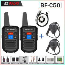 (2 Stück – Mikrofon – Programm) BF-C50 Mini-Walkie-Talkie mit USB-C-Ladegerät, UHF-Funk, Dual-PTT-Funktion,