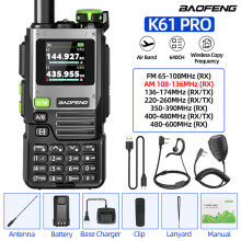(H-Mikrofon hinzufügen) K61 PRO Air Band Walkie-Talkie, Mehrband-Funkgerät, Frequenzkopie, DTMF, NOAA-Upgrade,