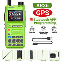 (Grün)AR 26 GPS-Walkie-Talkie 10W große Reichweite, Smartphone-App, Bluetooth-Programmierung, mehrere