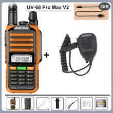 (Orange-Mikrofon) UV-68 Pro Max V2 Walkie-Talkie 10W IP68 wasserdicht 8800mAh 50KM Reichweite Typ-C