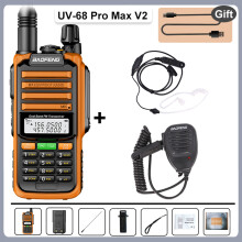 (Orange-ACHD-Mic)UV-68 Pro Max V2 Walkie-Talkie 10W IP68 Wasserdicht 8800mAh 50KM Reichweite Typ-C UV-S22
