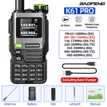 (Ohne Ladestation) K61 PRO Funkgerät für Flugfunk, Mehrband-Funkgerät, Frequenzkopie, DTMF, NOAA-Upgrade