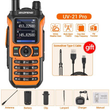 (Orange)UV 21 Pro Funk-Walkie-Talkie mit 999 AM-Kanälen, großer Reichweite, wasserdicht, Multiband,