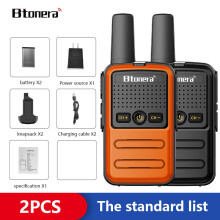 (schwarz-orange) Btoera 2 Stück Mini-Walkie-Talkies PMR 446 Tragbare Zwei-Wege-Funkgeräte HT PTT Walkie-Talkies