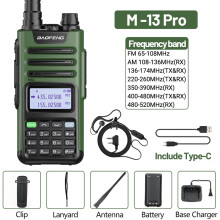 (GR Headset hinzufügen) M-13 Pro Walkie-Talkie mit Funkfrequenzkopie, USB-C-Ladegerät, großer Reichweite
