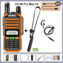 (Orange-48cm-Headset) UV-68 Pro Max V2 Walkie-Talkie, 10 W, IP68 wasserdicht, 8800 mAh Akku, 50 km Reichweite,