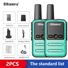 (grünes Headset) Btoera 2 Stück Mini-Walkie-Talkies PMR 446 Tragbare Zwei-Wege-Funkgeräte mit PTT-Funktion