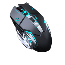 (Blaue) Bluetooth-Maus 2,4 GHz Gaming-Maus, wiederaufladbare kabellose Maus mit USB-Anschluss, mechanisch,