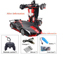 (Mattrot) 2-in-1 Elektrisches RC-Auto Transformationsroboter Ein-Tasten-Transformationsauto mit Fernbedienung