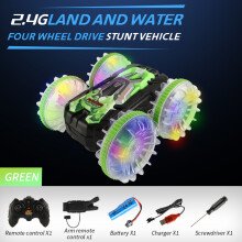 (YL92 G mit Uhr) Amphibisches ferngesteuertes Auto, RC-Stuntauto, doppelseitig, Flip-, Fahr- und Driftfunktion
