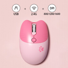 (GY)Mofii Kabellose Maus mit niedlicher Katze, USB-Empfänger Plug & Play, 3 einstellbare DPI, kompatibel