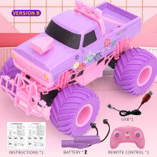(Auto B 2B) Pinkes ferngesteuertes Auto, elektrisch angetrieben, geländegängig, 2,4 GHz, große Räder,