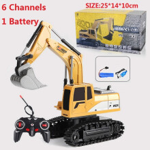 (6CH Gelb 1B) Ferngesteuerter Bagger, Bulldozer, Muldenkipper, RC-Auto-Spielzeug, Elektrotechnik, 2,4