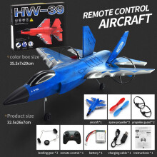 (Blau) RC-Flugzeug F35 2.4G 2CH mit LED-Beleuchtung, Starrflügler aus EPP-Schaum, Segelflugzeug-Spielzeug