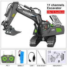 (Hellgrau) 2,4 GHz 6-Kanal 1:24 RC-Bagger Spielzeug RC Baufahrzeug aus Legierung und Kunststoff RTR