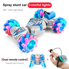 (Blau AB) Neuestes ferngesteuertes Stuntauto 2025, 2,4 GHz, ferngesteuerte Autos, RC-Uhr, Gestensensor,