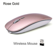 (pink) Wiederaufladbare optische kabellose Maus mit geräuschlosen Tasten, ultradünne Mini-USB-Maus für