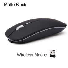 (Rot) Wiederaufladbare optische kabellose Maus mit geräuschlosen Tasten, ultradünne Mini-USB-Maus für