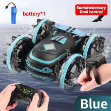(blau 2RC 1B) RC-Auto-Spielzeug 4WD Amphibienfahrzeug Boot ferngesteuerte Autos RC Gestengesteuerte