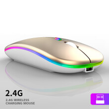 (WEISS) Kabellose Maus für Laptop/PC, 2,4 GHz, RGB, wiederaufladbar, leise, LED