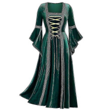 (2XL)Women Vintage Medieval Renaissance Gothic Witch Cosplay Party Fancy Dress Costume Maxi Dresses