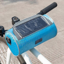 (Blue)Applicable Large Capacity Bicycle Bags Touch Screen Handlebar Front Tube Waterproof Phone Bag