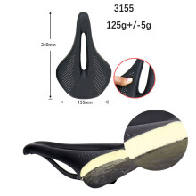 (240 x 155 mm, 125 g) Vollcarbon-Fahrradsattel für MTB/Rennrad, ultraleicht, atmungsaktiv und komfortabel