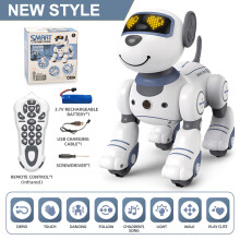 (Blau) Lustiger ferngesteuerter Roboterhund, elektronischer Stunthund, Sprachsteuerung, programmierbar,