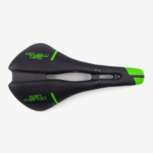 (grün) Ultraleichter Vollcarbon-Fahrradsattel, VTT-Rennsattel, Wave-Rennradsattel, Lederpolsterung
