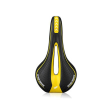 (Schwarz Gelb) Extra weicher Silikon-Fahrradsattel für MTB, hohl, für Rennrad und Mountainbike