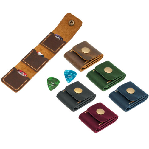Guitar Pick Holder PU Leather Case with Compact ThreePocket Design for Easy Pick Access 1