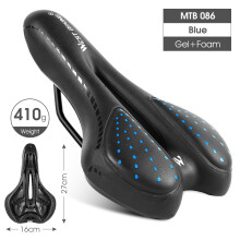 (086 Blau) MTB Komfort-Fahrradsattel aus Schaumstoff, Rennradsattel, schmerzfreier Sitz, PU-Leder, vielseitig
